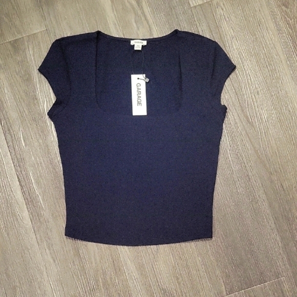 Garage Black Fitted Ribbed T-shirt - Picture 1 of 5